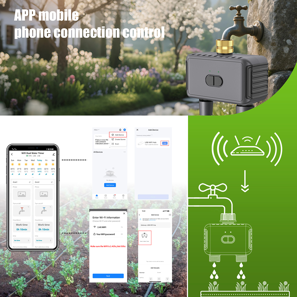 Tuya WiFi 워터 타이머 스마트 2 콘센트 스프링 - Smart Garden Nursery 리뷰 및 가격