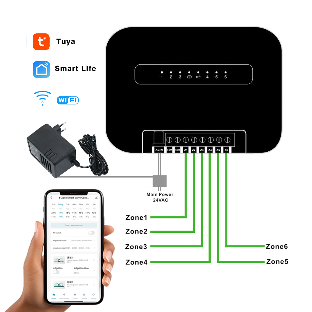 8 구역 Wifi Tuya 스마트 가든 급수 타이머 6 - Smart Garden Water 리뷰 및 가격