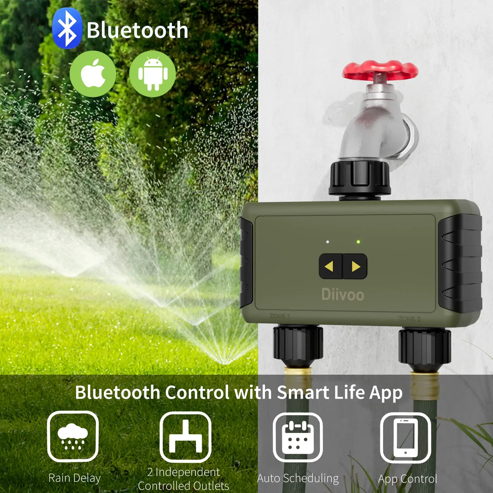 블루투스 스마트 워터 타이머용 Diivoo 타이머식 스 - Smart Garden Nursery 리뷰 및 가격